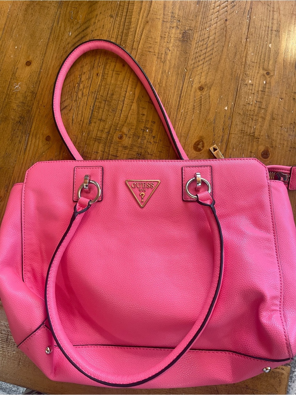 GUESS Hot Pink Tote Bag with Gold Logo